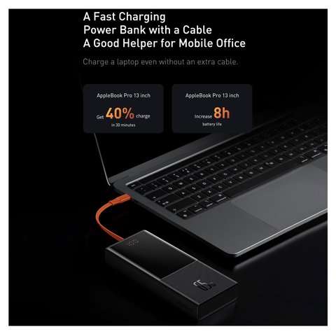 Power bank Baseus Elf Digital Display, 20000 мАг, 65 Вт, чорний, Power Delivery (PD), #PPJL000001 Прев'ю 1