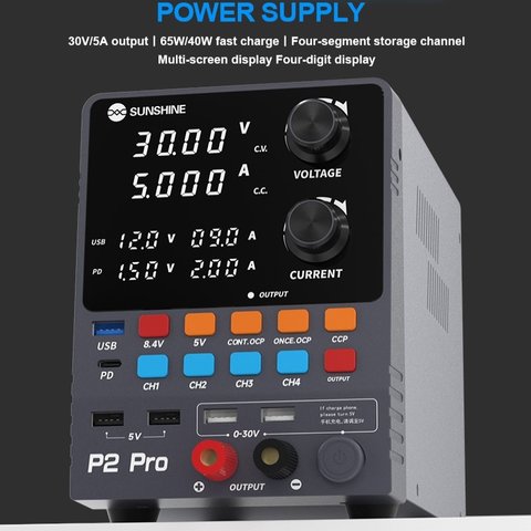 Лабораторный блок питания Sunshine P2 Pro, Четырехканальный, трансформаторный, до 30 В, до 5 А, светодиодные индикаторы, 330 Вт Превью 1