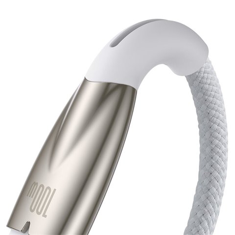 USB кабель Baseus Glimmer, USB тип-C, USB тип-A, 100 см, 100 Вт, белый, в нейлоновой оплетке, #CADH000402 Превью 2