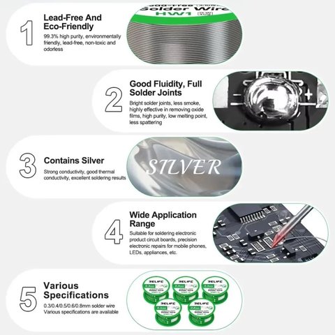 Estaño RELIFE HW1, 0,8 mm, 40 g, sin plomo Vista previa  5