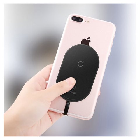 Адаптер Baseus Microfiber Wireless, для безпровідної зарядки телефона, Lightning для Apple, чорний, (WXTE-A01) Прев'ю 1