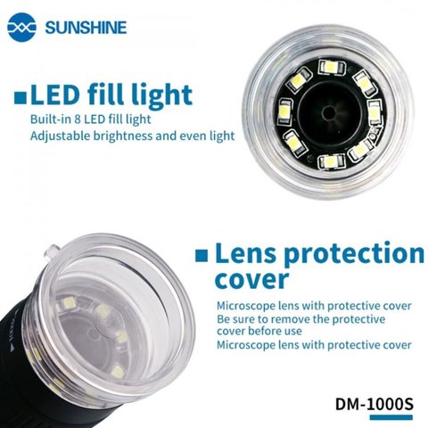 Мікроскоп Sunshine DM-1000S, USB, 2,0 Мп, верхнє підсвічування, до 1000X Прев'ю 3